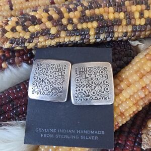 Stunning Native American Navajo Sterling Mimbres Earrings By Norbert Peshlakai ❤